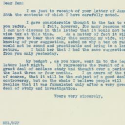 Letter: 1933 January 31