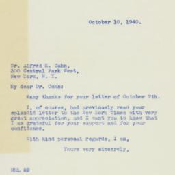 Letter: 1940 October 10