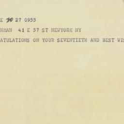Telegram: 1948 March 27