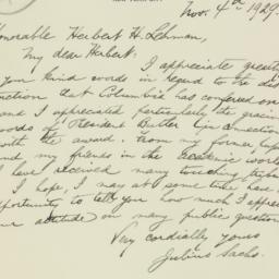 Letter: 1929 November 4