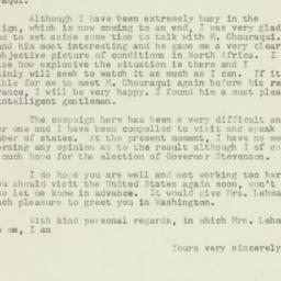 Letter: 1952 November 2