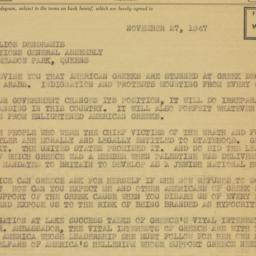 Telegram: 1947 November 27