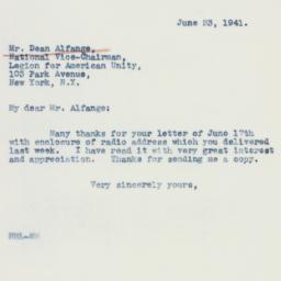 Letter: 1941 June 23
