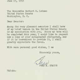 Letter: 1952 June 17