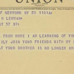 Telegram: 1949 March 28