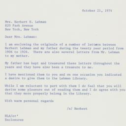 Letter: 1974 October 21