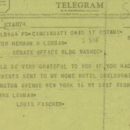 Telegram: 1955 March 17