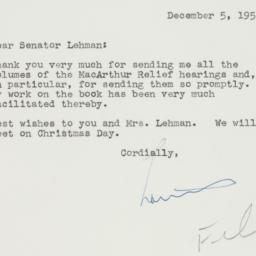 Letter: 1954 December 5