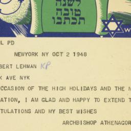 Telegram: 1948 October 2