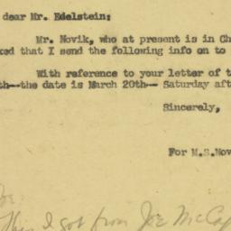 Letter: 1954 May 19