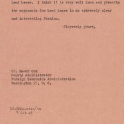 Letter: 1945 February 7