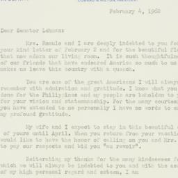 Letter: 1962 February 4