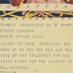 Telegram: 1956 May 16
