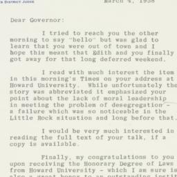 Letter: 1958 March 4