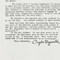 Letter: 1930 November 14