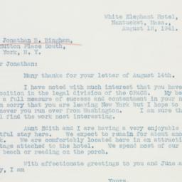 Letter: 1951 August 18
