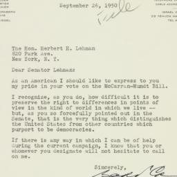 Letter: 1950 September 26
