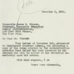 Letter: 1931 November 6