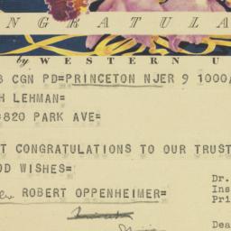 Telegram: 1949 November 9