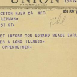 Telegram: 1954 June 24