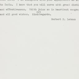 Telegram: 1951 September 15