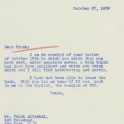 Letter: 1939 October 27