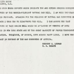 Telegram: 1956 February 15