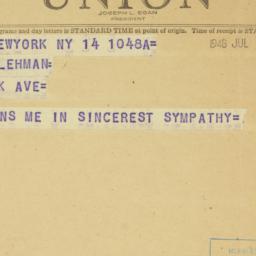 Telegram: 1948 July 14