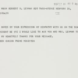 Telegram: 1963 May 11
