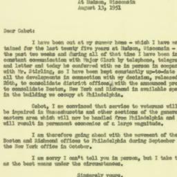 Letter: 1951 August 13