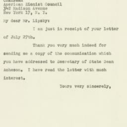 Letter: 1951 July 31