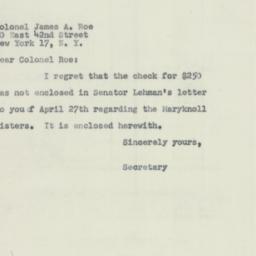 Letter: 1951 April 30