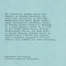Letter: 1951 September 19