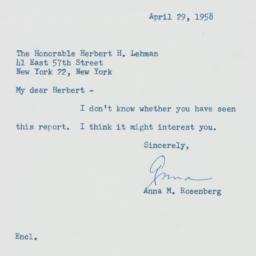 Letter: 1958 April 29