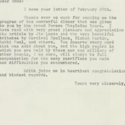 Letter: 1953 February 25