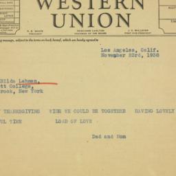 Telegram: 1938 November 23