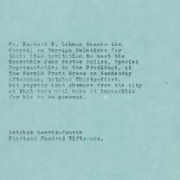 Letter: 1951 October 24
