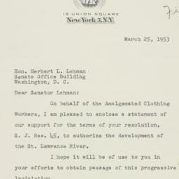 Letter: 1953 March 25