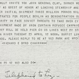 Telegram: 1950 April 21