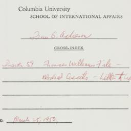 Memorandum: 1950 March 25