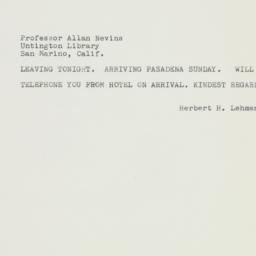 Telegram: 1961 February 9