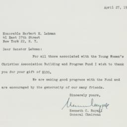 Letter: 1951 April 27