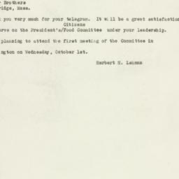 Telegram: 1947 September 26