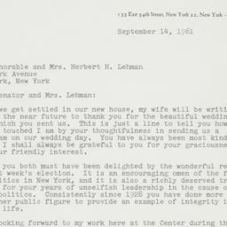 Letter: 1961 September 14