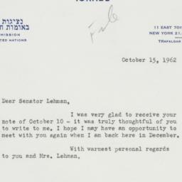 Letter: 1962 October 15