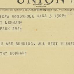 Telegram: 1949 September 3