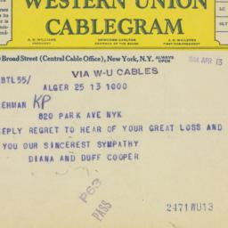 Telegram: 1944 April 13