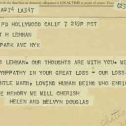 Telegram: 1963 December 7