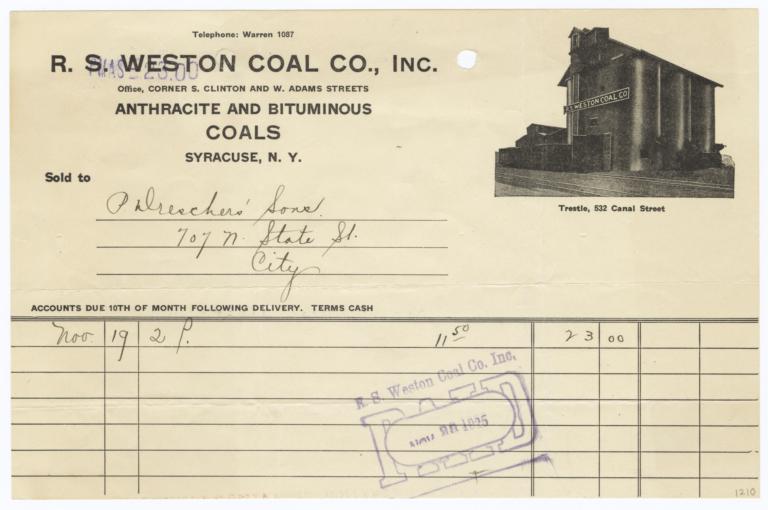 R. S. Weston Coal Co.. Bill - Recto