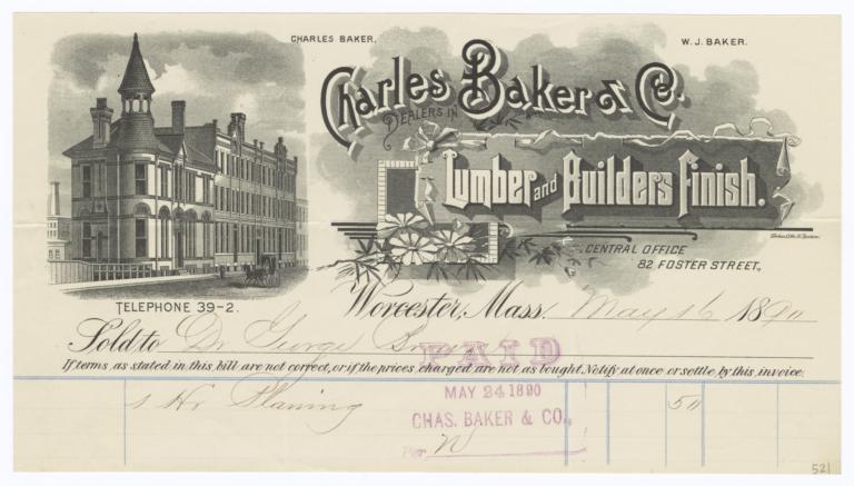 Charles Baker & Co.. Bill - Recto